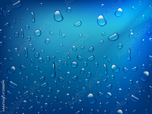water drops design in vector with blue background