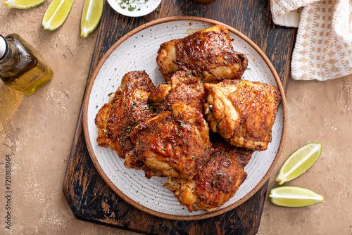 Chicken thighs roasted or air fried with paprika and lime