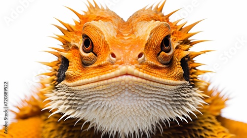 Magnificent close up portrait of a stunning bearded dragon isolated on a pristine white background © Ilja
