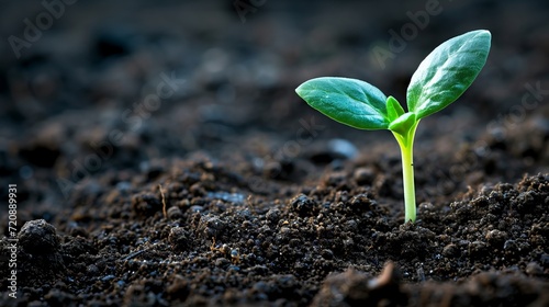 Young seedlings thriving in nutrient rich soil, symbolizing growth and vitality photo