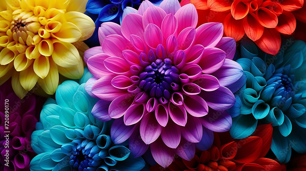 Vibrant close up of blooming flower petal with vivid colors and intricate details