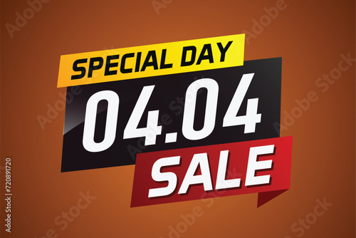4.4 Special day sale word concept vector illustration with ribbon and 3d style for use landing page, template, ui, web, mobile app, poster, banner, flyer, background, gift card, coupon	