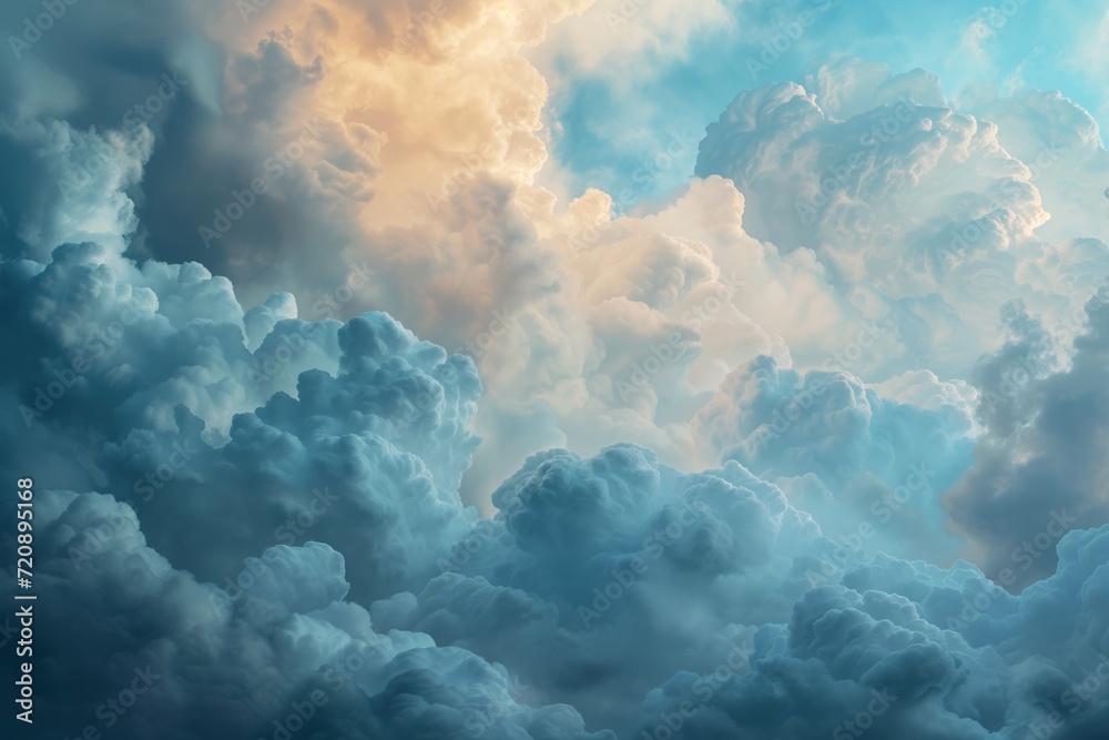 Fototapeta premium Dramatic Sky with Sunlit Clouds