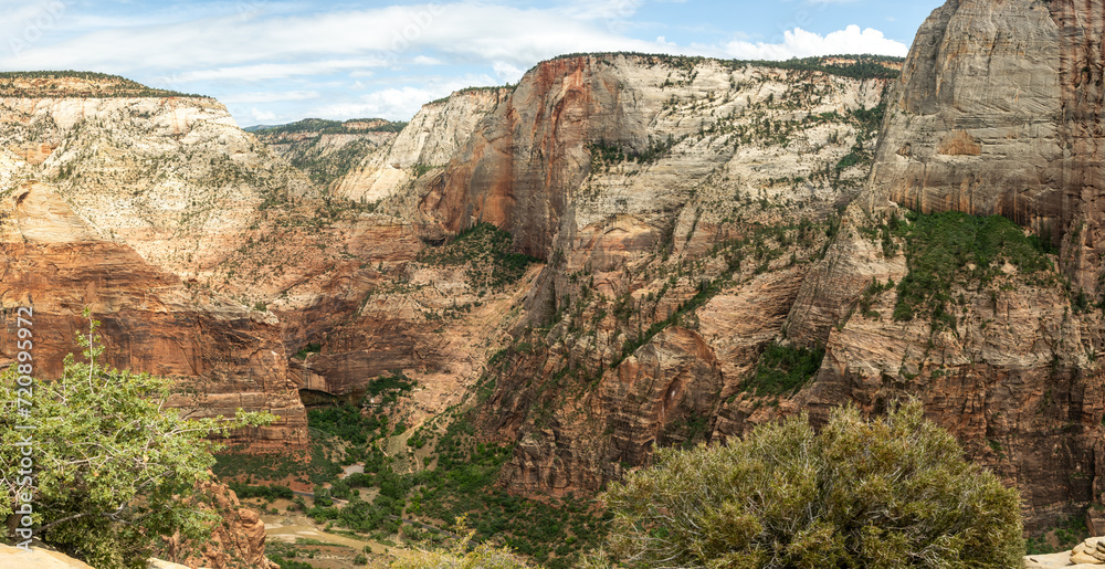 Panorama Of Cable Mountain From Angels Landing