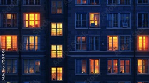 Windows at night. House building lights seamless background © Sasint