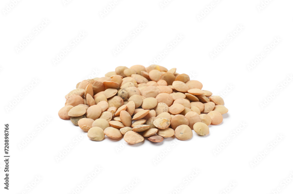 Pile of raw lentils isolated on white Pile of raw lentils isolated on white