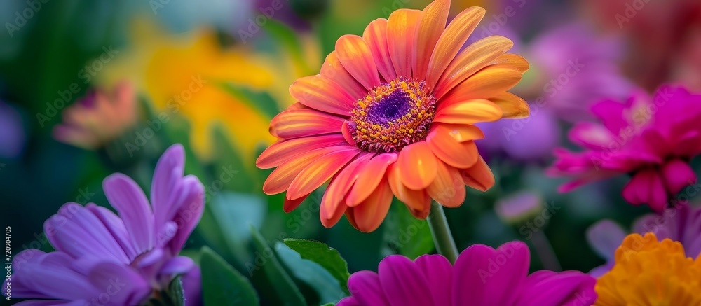 Vibrant Close-Up of Colorful Summer Flowers in Stunning Close-Up Vibrant Close-Up of Colorful Summer Flowers in Stunning Close-Up