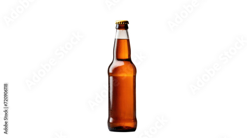 Close up beer bottle with droplet isolated on transparent and white background.PNG image.
