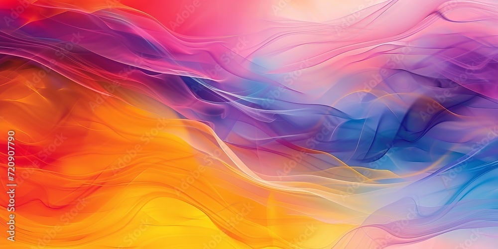 A vibrant abstract image with waves of orange, pink, and purple hues blending smoothly.