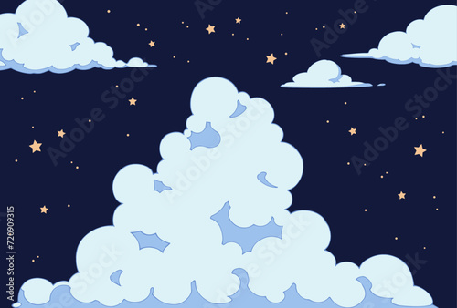 背景素材_夜空と雲