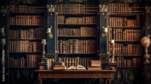 vintage literary atmosphere: a background of old books in a cozy library setting 