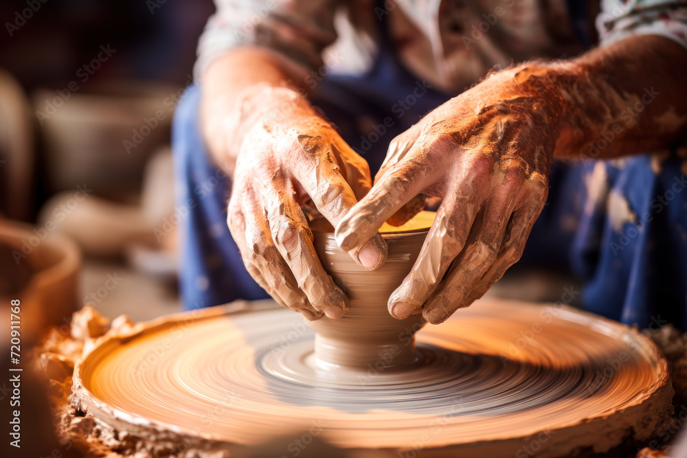 Clay mixer master making pottery.
