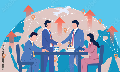Business concept illustration of two parties reaching cooperation