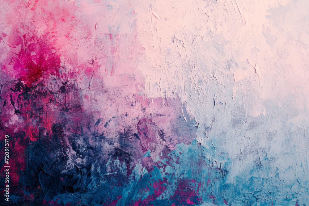A textured abstract painting with vivid pink, deep purple, and soft blue strokes creating a dreamy and artistic backdrop.