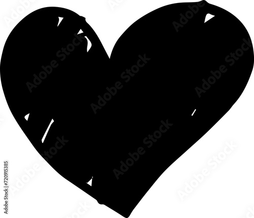 Set of hand drawn hearts. Rough lines, pencils, and brushstrokes Vector illustration. Black and white. photo