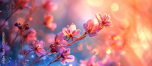 Spring Flowers Lit by a Dreamy Glow: A Captivating Image that Looks Utterly Enchanting with Spring Flowers Lit by a Dreamy Glow
