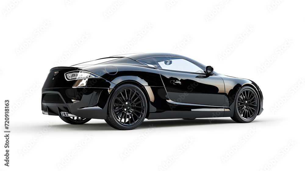 Shining Black Car on isolated white background, Generative Ai