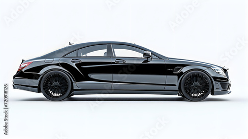 Shining Black Car on isolated white background, Generative Ai