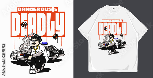 Vector graffiti cartoon street style character t shirt design