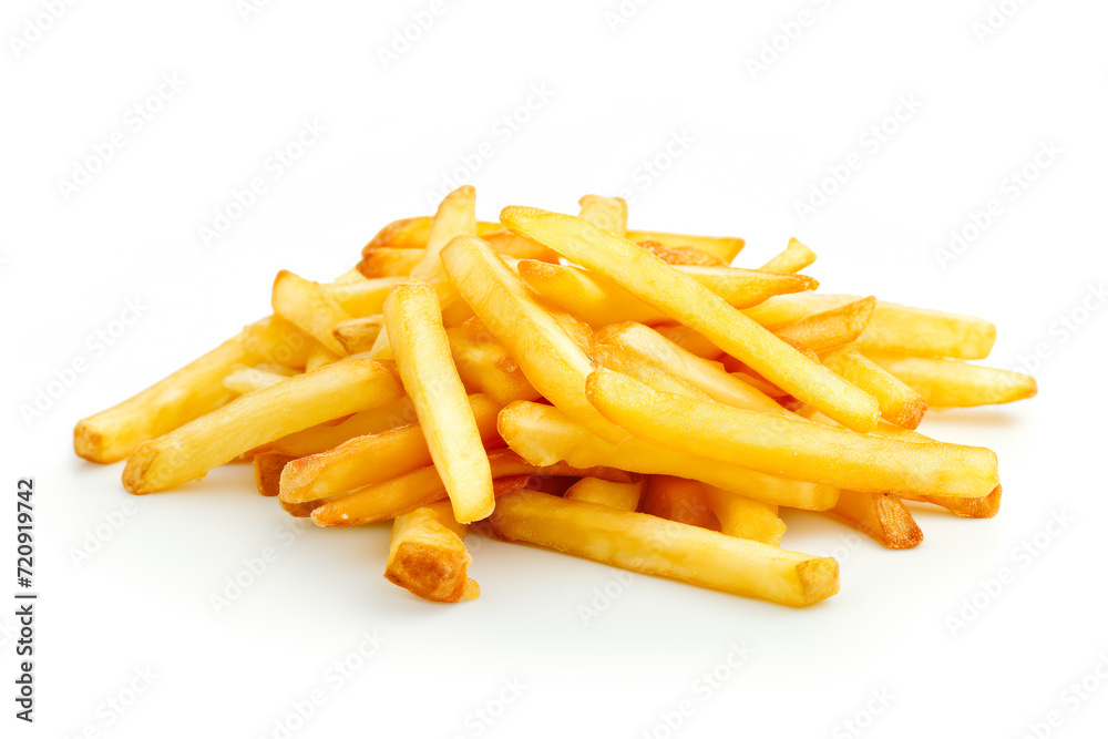 Golden Crispy French Fries Isolated on White Golden Crispy French Fries Isolated on White