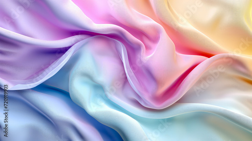 Elegant Flow of Multicolored Satin Fabric Waves