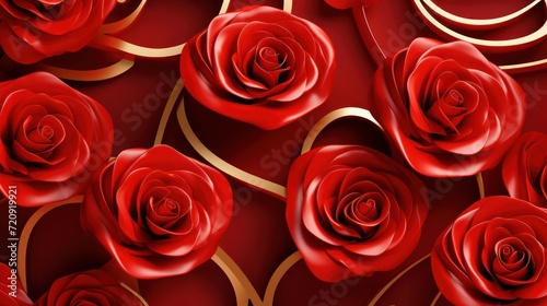 Valentine s Day background concept  golden rings and elegant roses