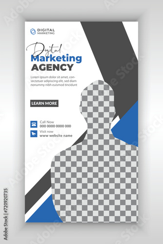 Grow your business corporate social media instagram post or story banner template, digital media platform stories design template, stories design for online digital media platforms, stories banner.