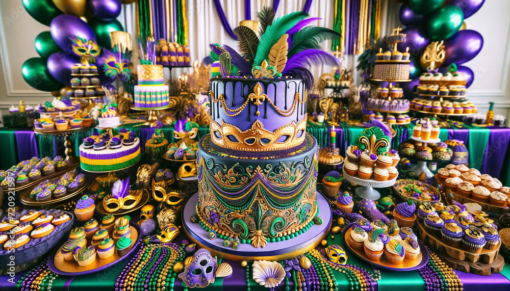 Feast of Festivity: Mardi Gras Dessert Table with Highlighted CupcakesFeast of Festivity: Mardi Gras Dessert Table with Highlighted Cupcakes