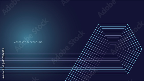 Abstract glowing circle lines on dark blue background. Geometric stripe line art design. Modern shiny blue lines. Futuristic technology concept. Suit for poster, cover, banner, brochure, website photo
