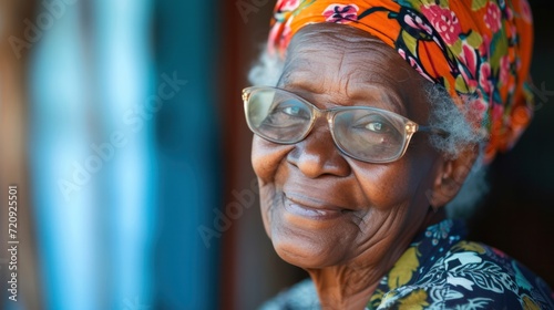 Portrait senior black people woman smiling