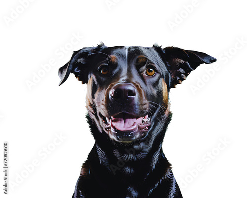 Dog black labrador retriever isolated on transparent white background  cut out