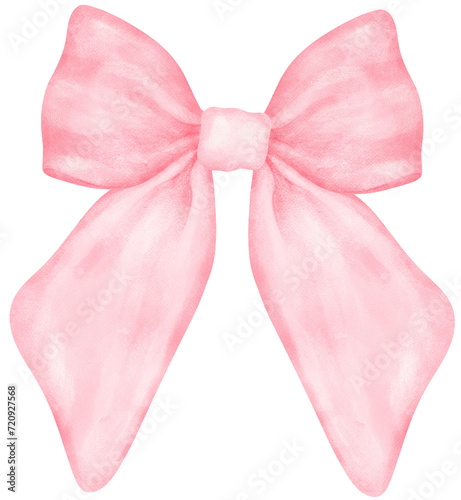 Photographie Coquette pink ribbon bow watercolor