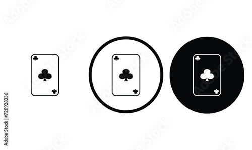 icon Card of Clubs black outline for web site design 
and mobile dark mode apps 
Vector illustration on a white background