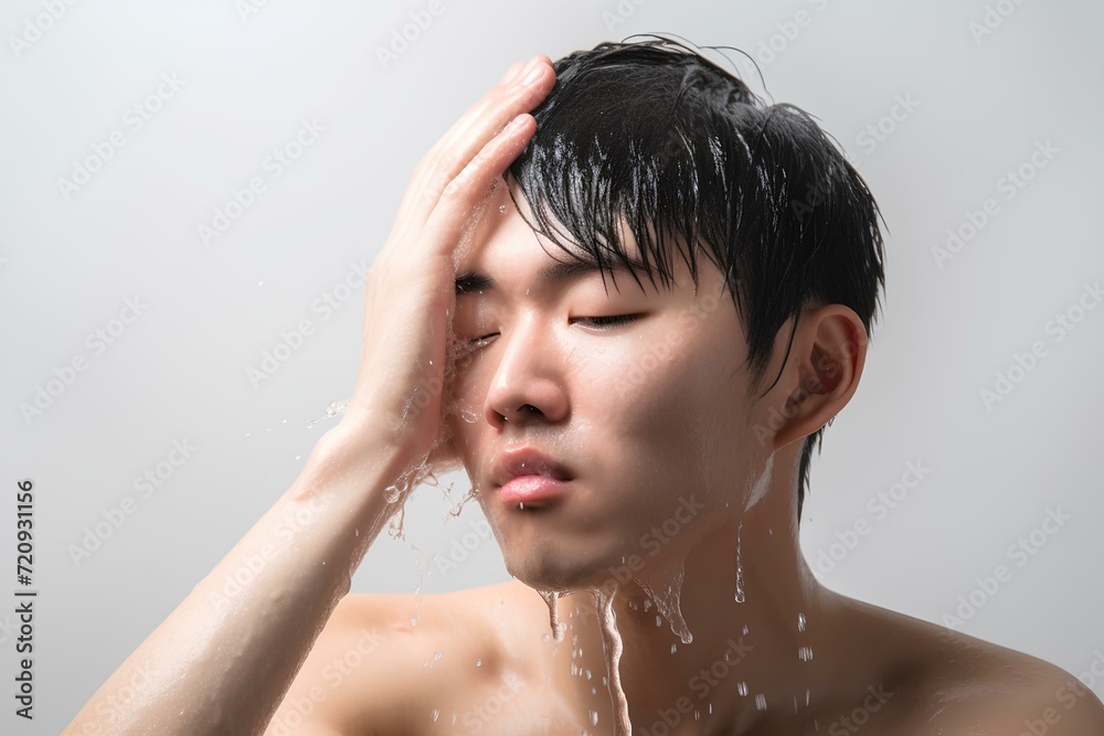 Fototapeta premium 洗顔をする男性