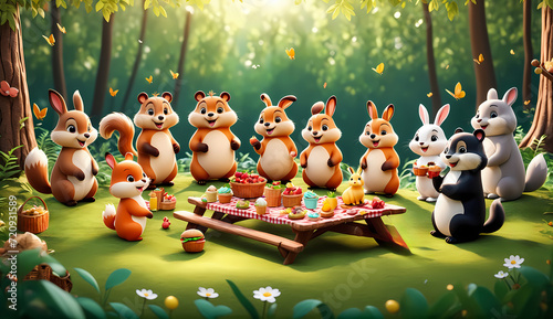 3d illustration animals, cartoon animals for kids , cute animals 3d style , 3d render