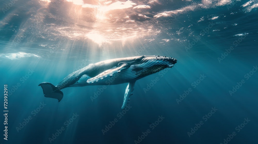 Fototapeta premium Humpback Whale under Ocean
