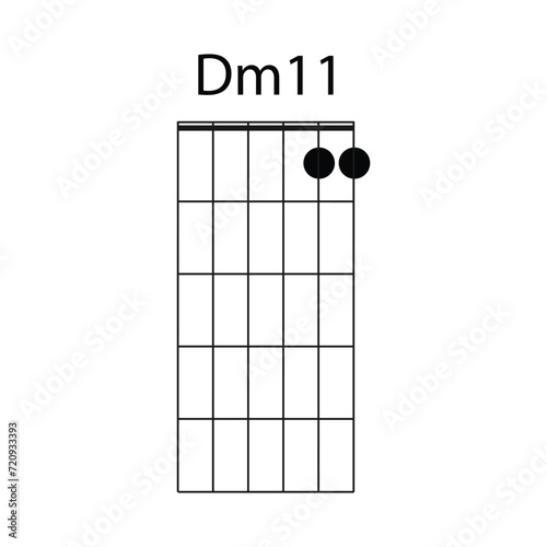 D11 guitar chord icon vector