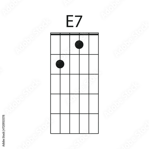 E7 guitar chord icon vector