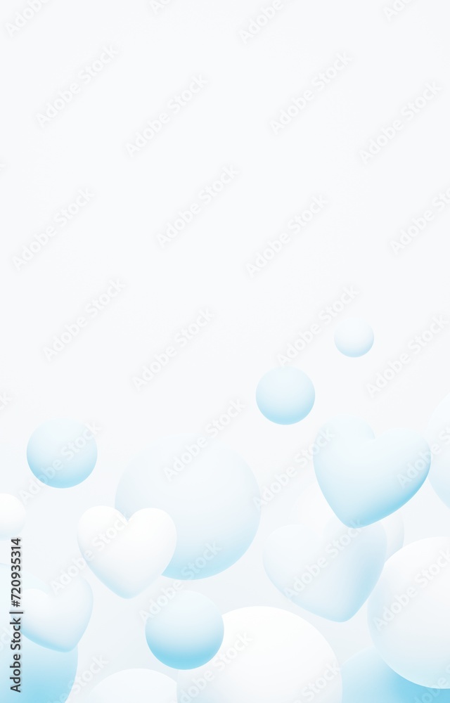 3D背景素材_ハート_白 3D背景素材_ハート_白