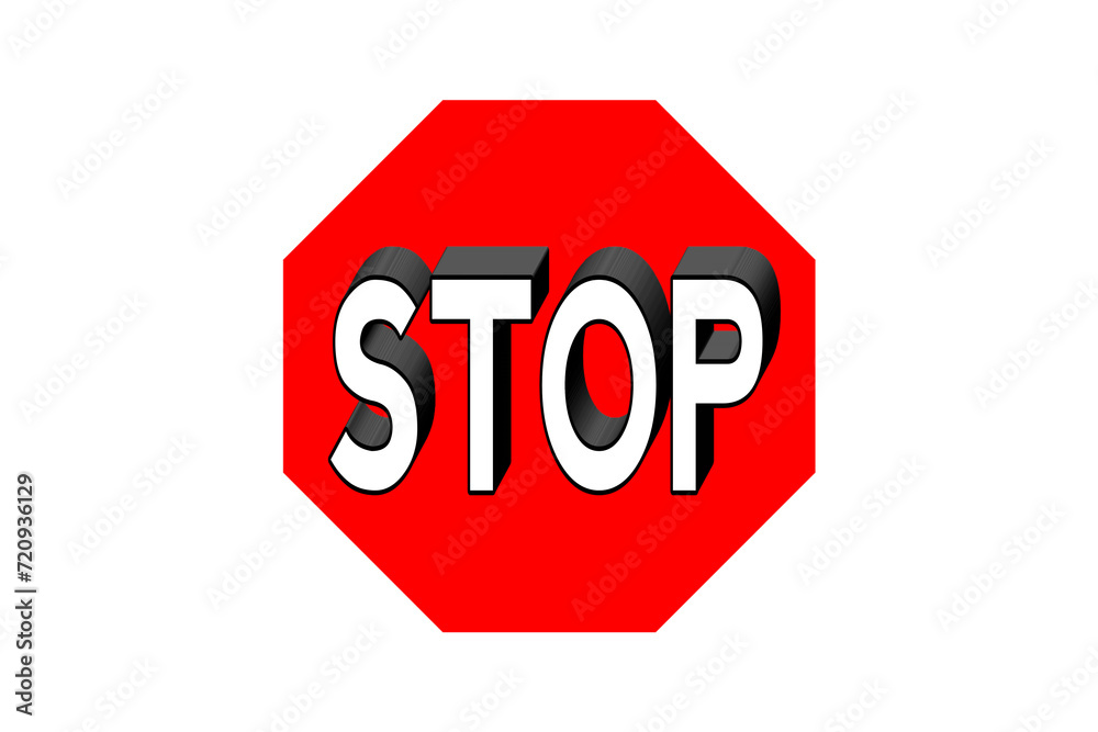 stop sign isolated on transparent background.3D text stop sign isolated on transparent background.3D text