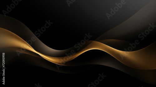 Abstract gold wave on black background. illustration for your design. Generative AI