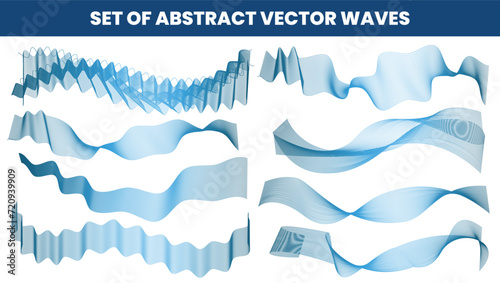 Abstract waves. Graphic line sonic or sound wave elements, space wavy texture isolated on white background