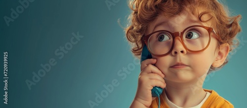 Adorable Little Child Engaged in Animated Conversations on Phone