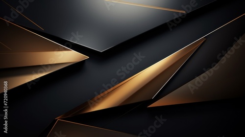 Black and golden metallic abstract background. 3d render illustration design. Generative AI