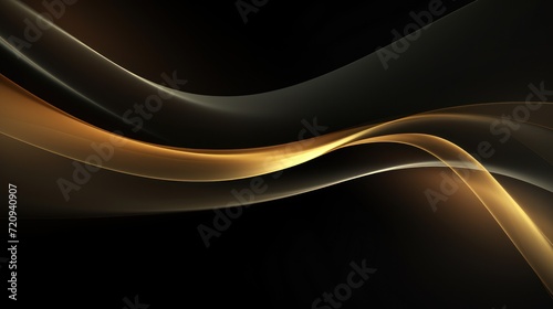 Abstract golden waves on a black background. 3d rendering  3d illustration. Generative AI