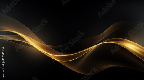 Abstract golden wave on dark background. illustration. Eps 10. Generative AI © Alex