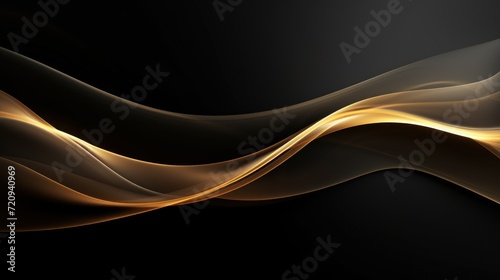 Abstract golden waves on black background. illustration for your design. Generative AI