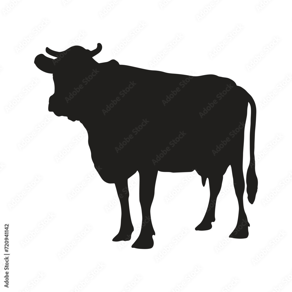 vector cow silhouette icon illustration isolated