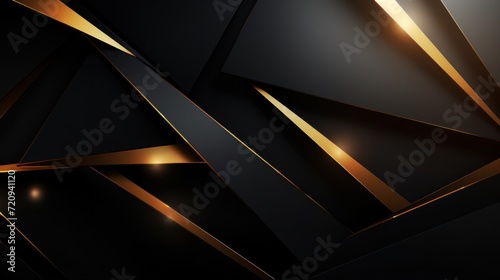 Abstract black and golden background with overlapping triangles. graphic design. Generative AI