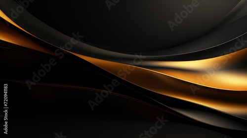 Abstract black and golden wavy background. 3d render illustration. Generative AI